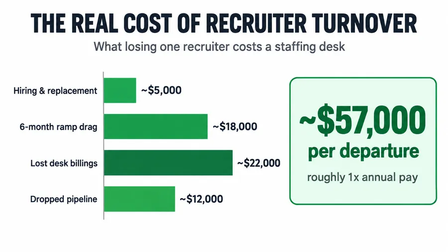Recruiter Turnover in Staffing Agencies: The Real Cost and the System That Keeps Your Best Desk (2026)